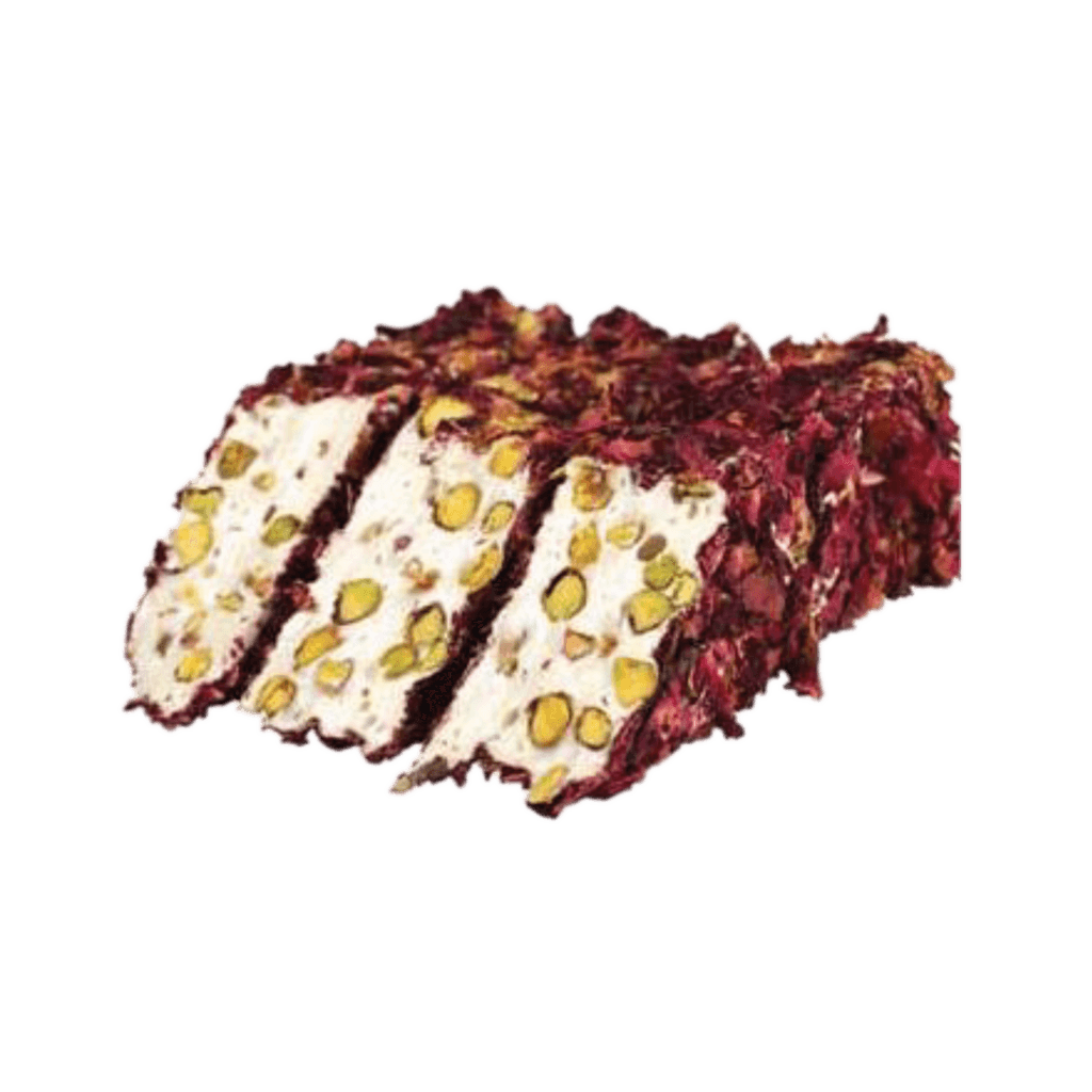 Bâton de lokoum au lait, à la pistache et aux pétales de rose
