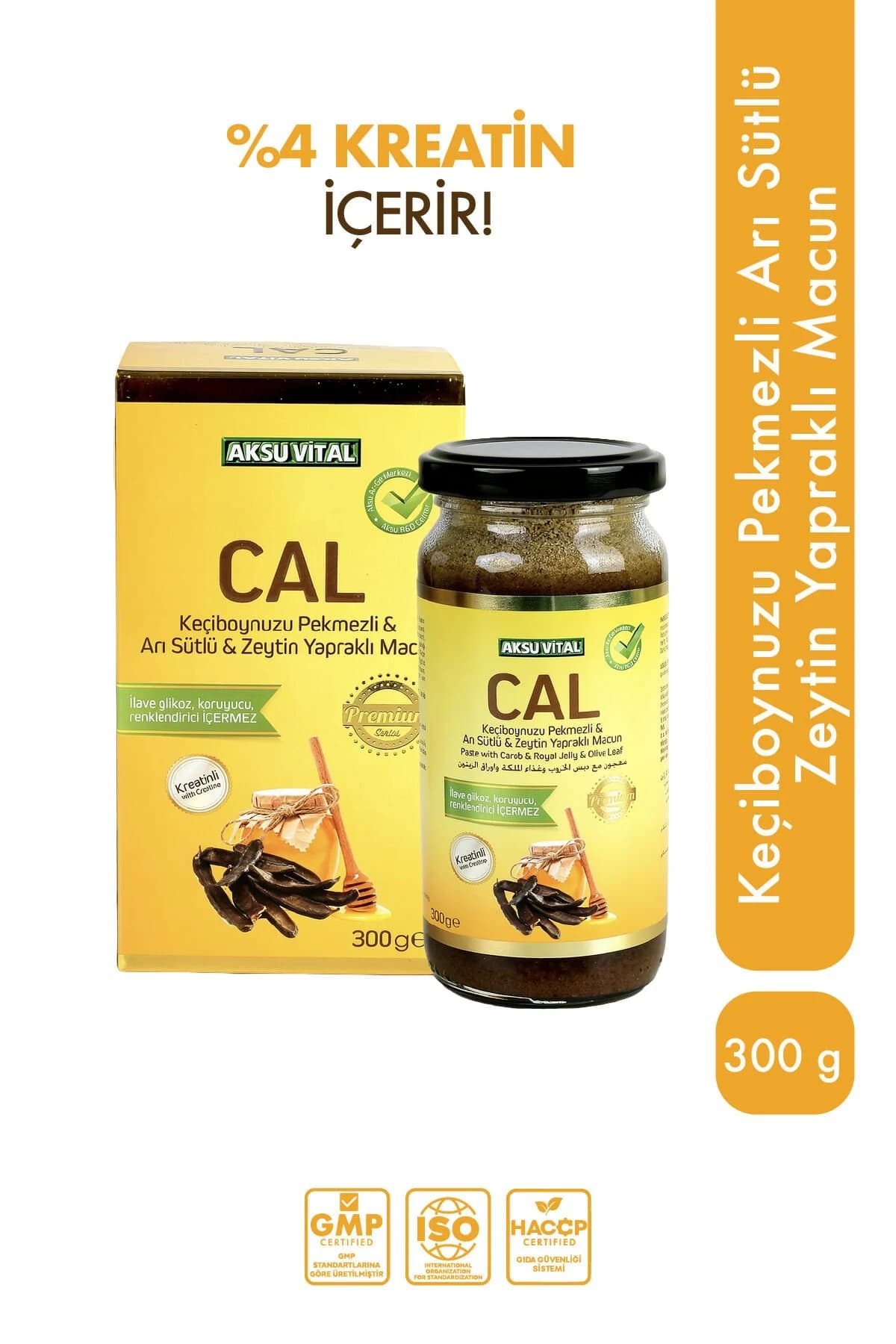 Aksuvital Cal keçiboynuzu pekmezli, ari sütlü ve zeytin yaprakli macun 300 g